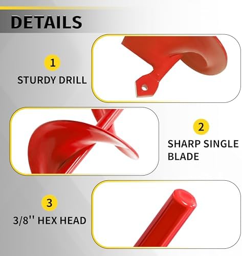 Auger Drill Bit for Planting - 1.6"X16.5" Heavy-Duty Garden Auger