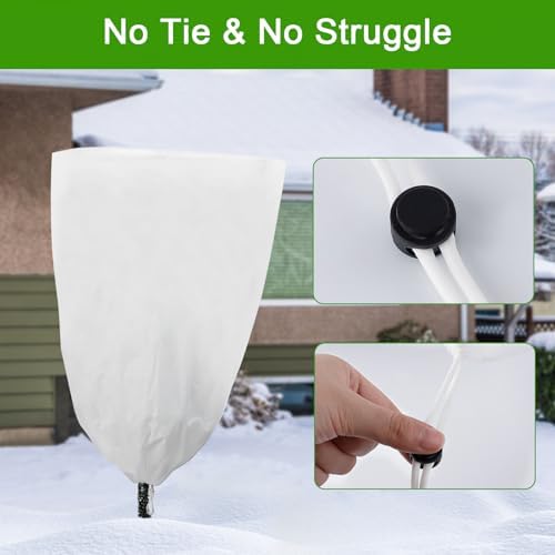 YDSL 3 Pack Plant Covers Freeze Protection, 48"×72" 1.77oz/yd² Plant Frost Covers for Outdoor Plants Shrub Potted Plants Use, Winter Cloth Plant Tree Cover with Drawstring for Cold Weather
