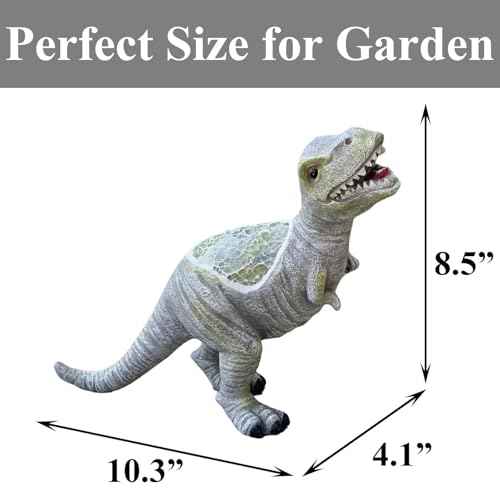 GARDEN WHISPER Outdoor Solar Statue Garden Decor, Dinosaur Garden Statues Outdoor Patio Lawn, Balcony Decoration, Solar Garden Outdoor Dinosaur Statues with LED Lights, Unique Gifts for Women
