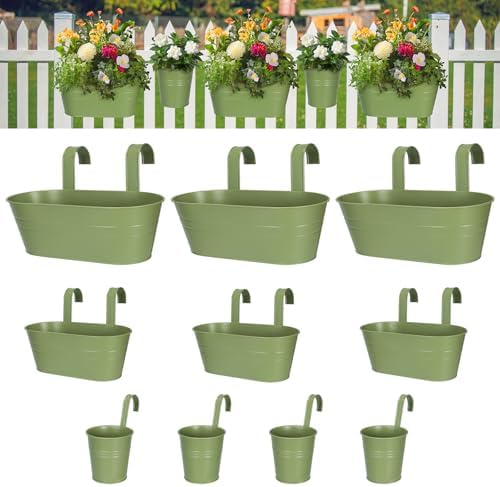 3 Different Size Metal Iron Hanging Flower Pots 10 Pcs for Outdoor