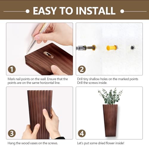 2PCS Wood Wall Planter for Indoor Plants, Wooden Hanging Planter for