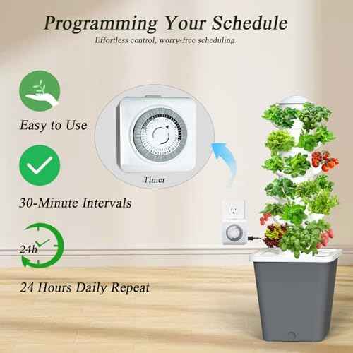 Hydroponics Growing System, 30-Plant Indoor Hydroponic Tower with Timer and Pump System, Plants Germination Kit, Vertical Hydroponic System for Gardening Lover (No Seed)