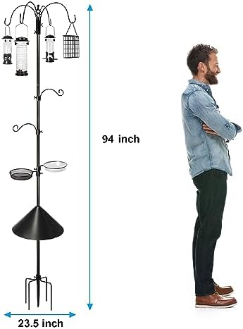 6-Hook Bird Feeding Station with Squirrel Baffle, 94 Inch