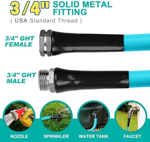 Garden-Hose 150ft x 5/8 in Heavy Duty, Lightweight and Flexible Water