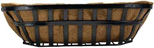 Ashman Trough 1 Pack, Deck Railing Planter Box, Black, Metal Garden Trough Deck Planter with Coco Liners.