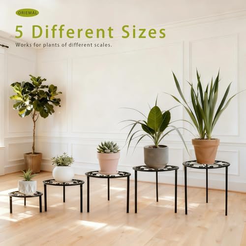 5-Pack Metal Plant Stands for Outdoor Indoor, Anti-Rust Iron Flower