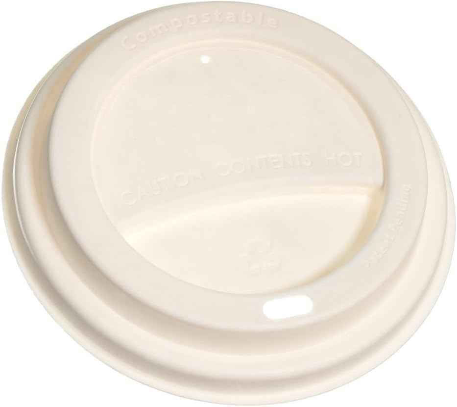[50 PACK] Disposable Fiber Dome Lids for Coffee & Tea Cups - 100% Compostable & Biodegradable - Fits 10,12,16,20 oz Paper Cups - Extra Sturdy - Eco Friendly Sugarcane Bagasse