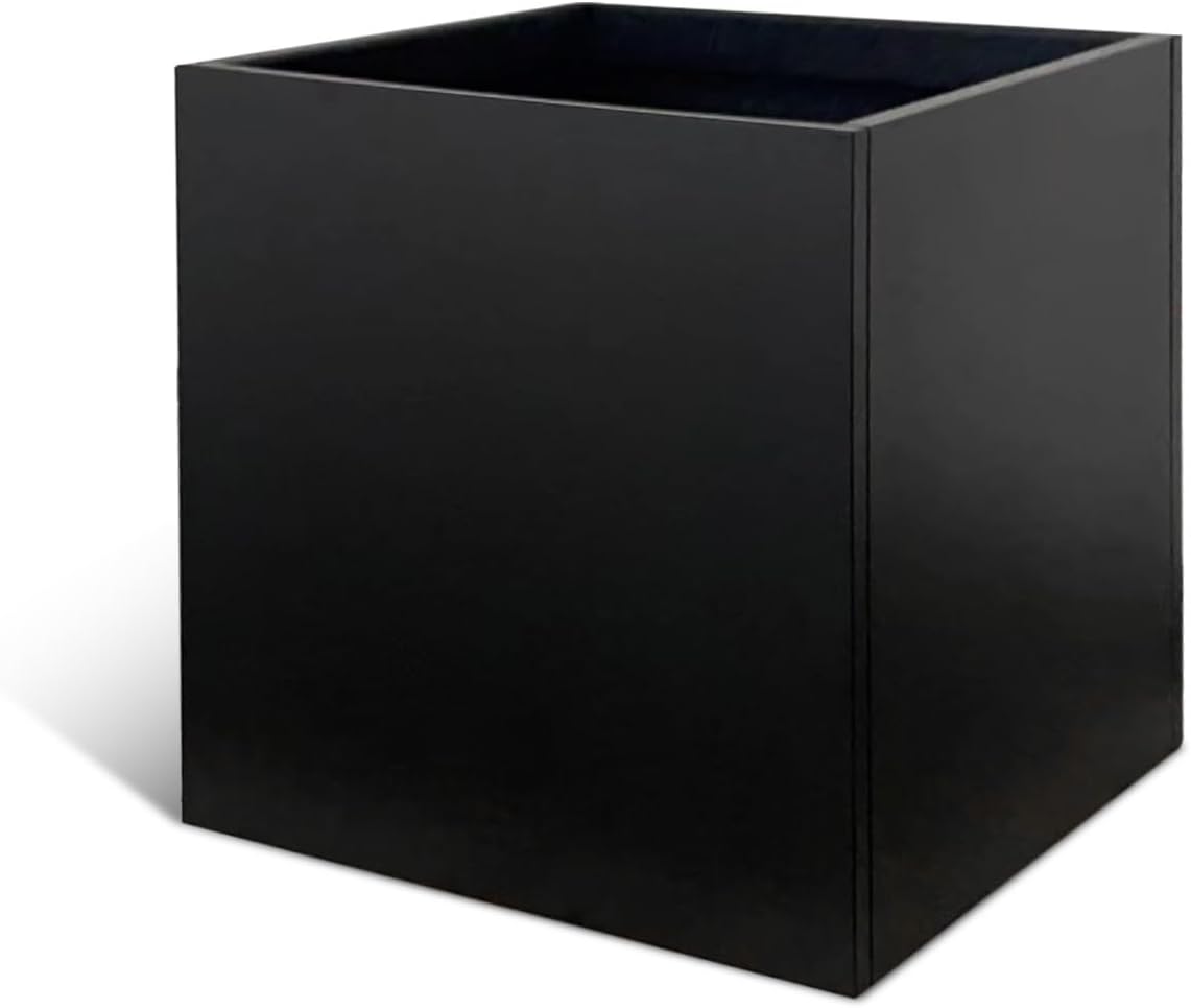 Galvanized Steel Black Planter Box Square 27.6 in Metal Large Planter Box Outdoor Indoor Huge Cube Heavy Duty Flower Pot Modern Commercial Residential for Patio, Deck, Yard, Garden