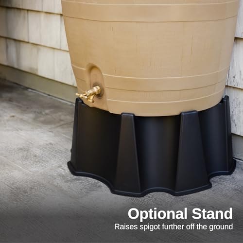 RTS Home Accents 50-Gallon Rain Water Collection Barrel with Brass Spigot, Oak Color