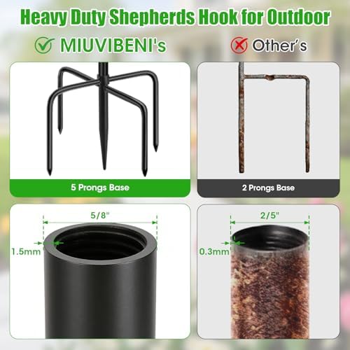 79 Inch Double Shepherds Hooks for Outdoor, Heavy Duty Bird Feeder