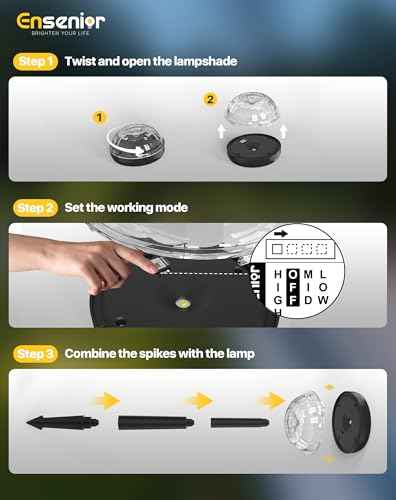 Ensenior 6-Pack Solar Lights Outdoor, Auto ON/Off 3000K LED Solar Garden Lights for Pathway, Yard, Patio, Walkway, Flower Bed, Halloween Christmas Landscape Lighting, IP65 Waterproof, Flag Lights