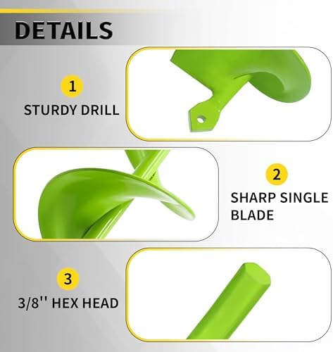 3" x 24" Garden Auger Drill Bit for Planting and Post Hole Digging