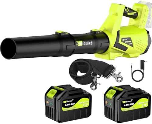 Sihuird Leaf Blower Cordless,680CFM 190MPH Electric Blower with 2 x 21V 6.0Ah Battery and Charger, 5-Variable Speed & Turbo Mode, Blowers for Lawn Care