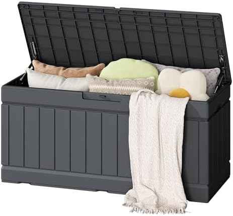 Flamaker Outdoor Storage Box 80 Gallon Resin Waterproof Deck Box