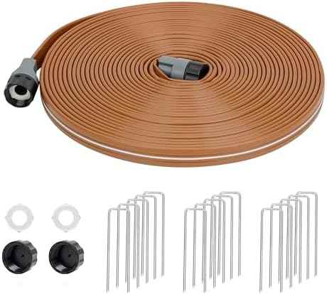 Sprinkler Hose with Holes 50 FT, Flat Sprinkler Soaker Hoses for Garden