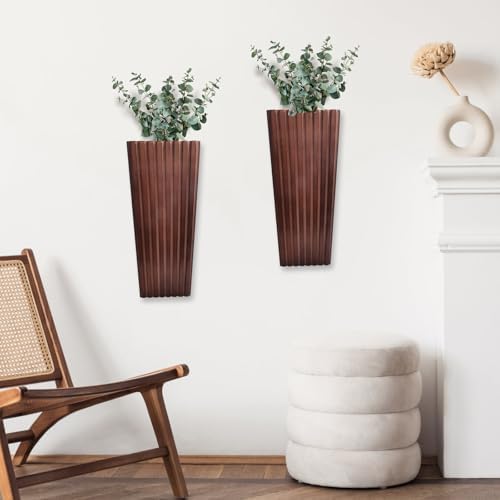 2PCS Wood Wall Planter for Indoor Plants, Wooden Hanging Planter for