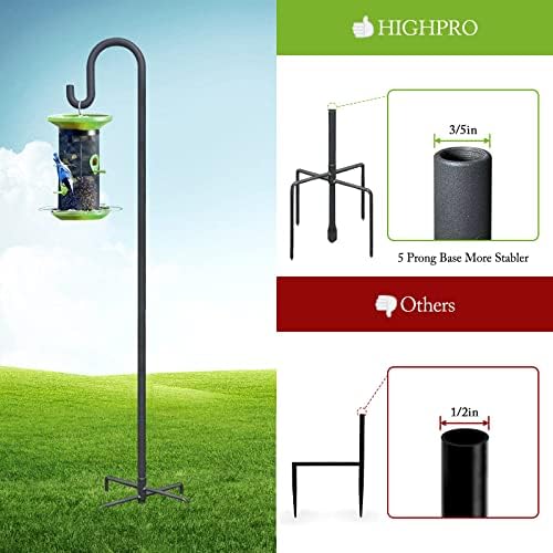 Highpro Shepherds Hooks for Outdoor 47 Inch Bird Feeder Pole Squirrel