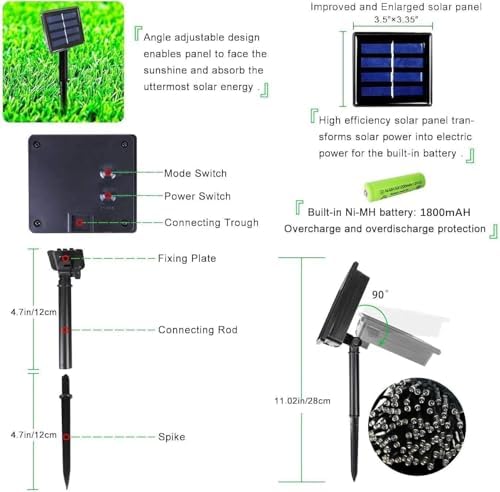 OZS 2PK 240LED Multicolor Solar Christmas Lights Outdoor Waterproof,String Lights for Outside, Green Wire Solar Tree Lights with 8 Lighting Modes for Xmas Wedding Party Christmas Decor
