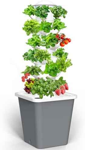 Hydroponics Growing System, 30-Plant Indoor Hydroponic Tower with Timer and Pump System, Plants Germination Kit, Vertical Hydroponic System for Gardening Lover (No Seed)