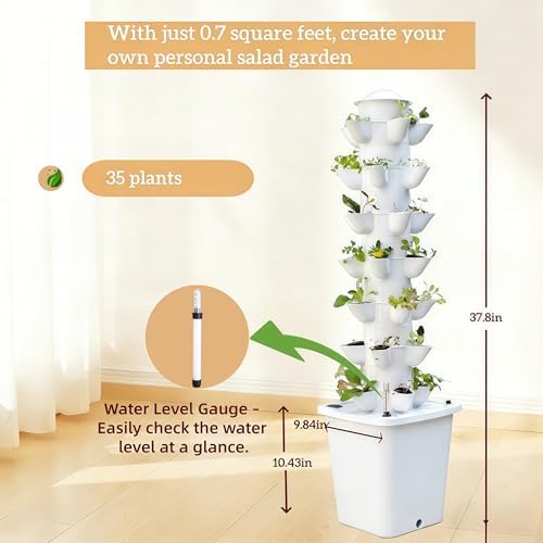 Hydroponic Growing Tower, 35-Pod Indoor Vertical Garden with Pump &