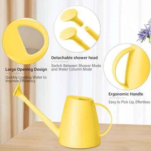 Plant Watering Can - Plastic Indoor and Outdoor - 1/2 Gallon - Yellow