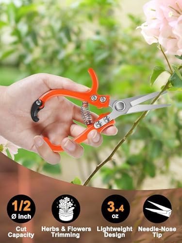6.7" Lightweight Pruning Scissors, Garden Snips with Straight