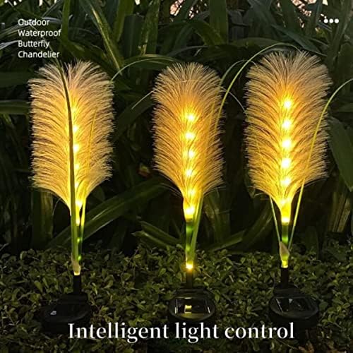 HUSSAIN Solar Garden Fairy Light, Reed Fiber Optic Light, Outdoor Solar Garden Lights Waterproof LED for Patio Yard Lawn Driveway Pathway (White Light,4 Pack)