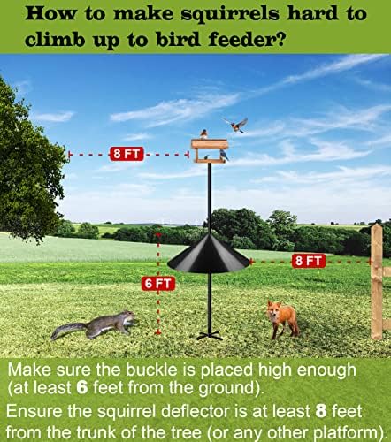 19 Inch Wide Squirrel Baffle for Bird Feeder Pole, Outside Pole Mount Stopper & Bird House Guard for Outdoor Shepherd’s Hook, Black, 1 Pack