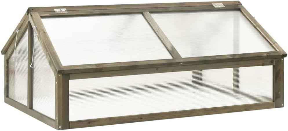 Firwood Garden Portable Wooden Greenhouse - Raised Flower Planter with 2 Roofs, Mini Greenhouse Cabinet for Outdoor Indoor Use, 44.8"x31.4"x19.6"/Gray