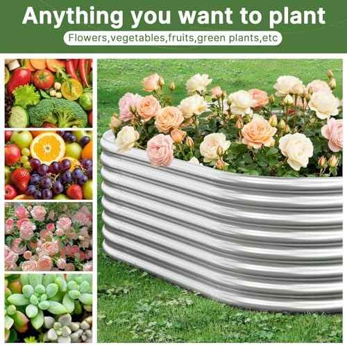 2 PCS Tall 8x4ft Galvanized Raised Garden Bed Outdoor, Metal Garden Bed for Vegetables, Above Ground Garden Box for Flower, Steel Raised Beds for Gardening