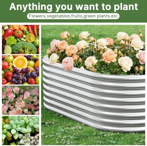 3 PCS Galvanized Raised Garden Bed Outdoor, Metal Garden Bed for