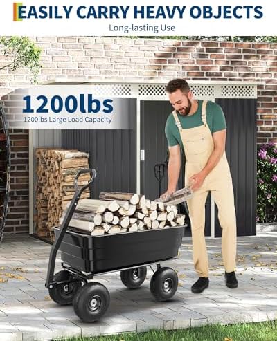 Poly Dump Cart - Heavy Duty 1200lbs Garden Cart with Quick-Release
