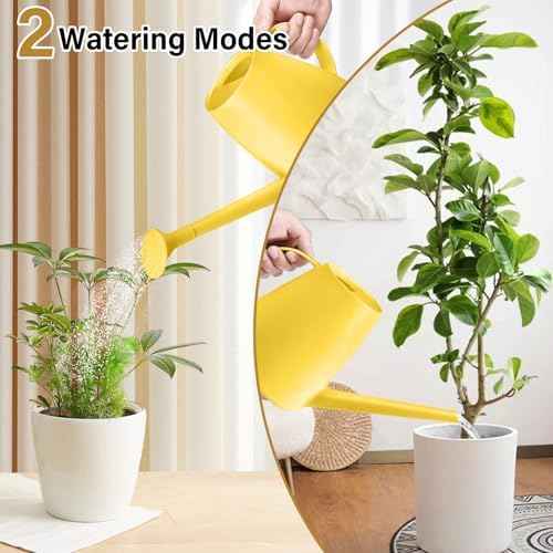 Plant Watering Can - Plastic Indoor and Outdoor - 1/2 Gallon - Yellow