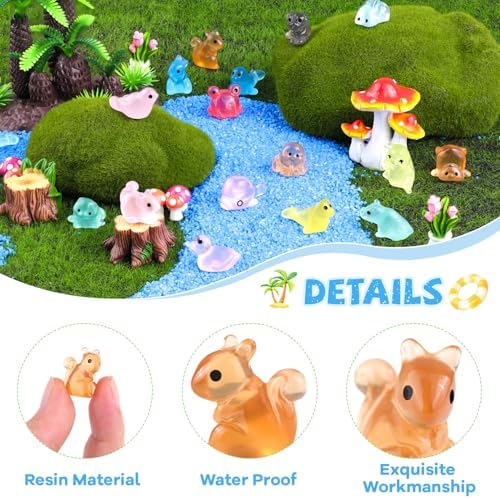 150PCS Random Mini Resin Animals Tiny Figurines Glow in Dark