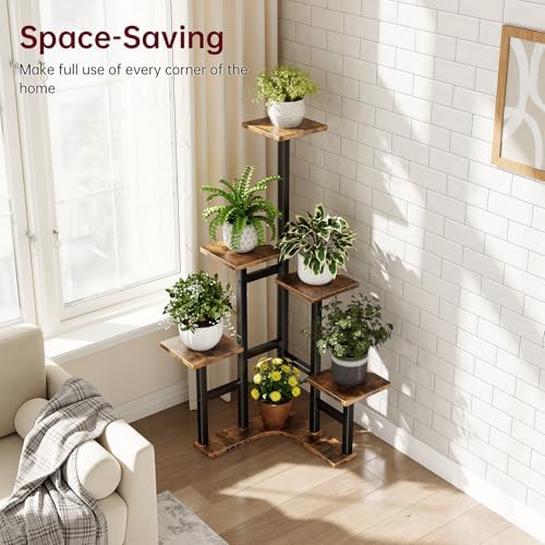Corner Plant Stand Indoor with Grow Lights 6 Tiered Corner Plant Shelf