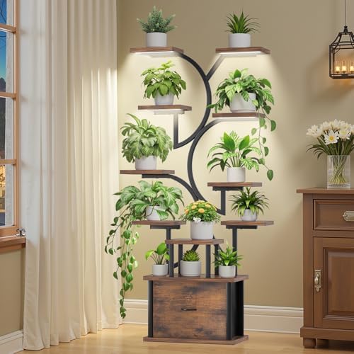 Plant Stand Indoor with Grow Lights - 11 Tiered Plant Shelf with