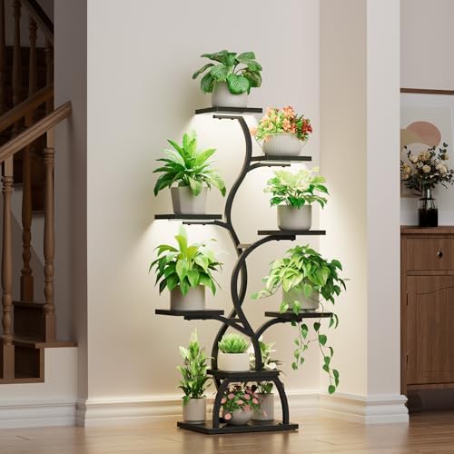 Plant Stand Indoor with Grow Light - 8 Tiered Corner Plant Shelf Indoor