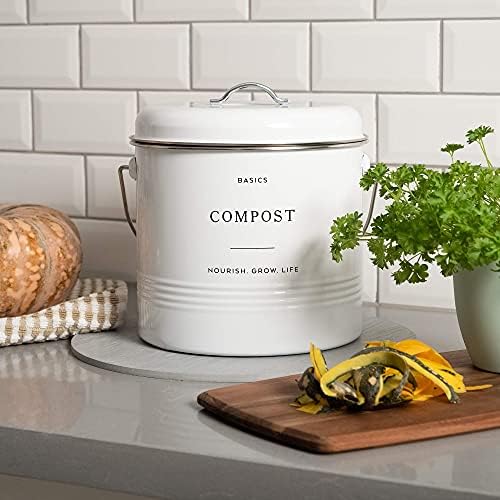 D'Lifeful Kitchen Compost Bin – 1.3 Gallon Countertop Farmhouse