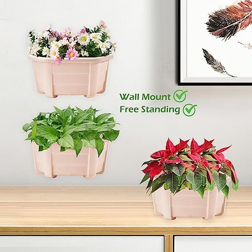 ORIMERC 9.8 inch 4 Pack Wall Hanging Planters Pots for Indoor Plants Wall Plants Holder with Drainage Hole Balcony Planters Railing Hanging Pot Fence Vertical Living Mount Outdoor with Hooks/Screws