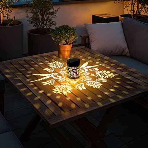 Solar Mandala Fence Lights Outdoor Decoration 4 Pack, Solar Wall Step Deck Lights Outdoor Garden Decor with Hummingbird Sunflower Theme for Yard Art Porch Patio Backyard Garden Decor