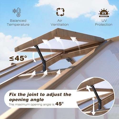 Mupater 6 x 8 FT Wooden Polycarbonate Greenhouse with Ventilated