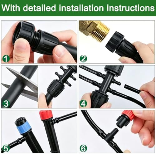 240FT Drip Irrigation System kit, Upgrade Automatic Garden Watering Kit with 1/2 inch Main Tubing ＆1/4 inch Distribution Hose, Quick-Connect Drip Irrigation Kit for Raised Bed, Greenhouse, Lawn, Patio