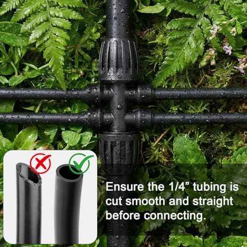 Quick Connect 1/2 to 1/4 Drip Irrigation Fittings, Upgraded 6-Way Drip Irrigation Parts 1/2 Inch Irrigation Tubing Anti-Leak Barbed Tee Connectors with 8 End Plugs, 8Pack (0.6-0.67" OD)