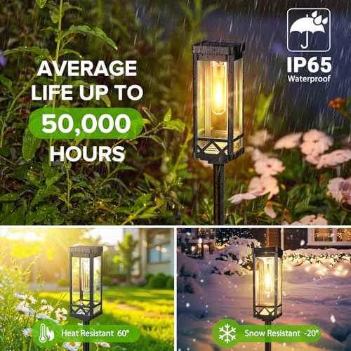 KOOPER Taller Solar Pathway Lights Outdoor, 6 Pack Upgraded Brighter Solar Garden Lights Solar Powered, Up to 15 Hours Outdoor Solar Lights for Yard Landscape Walkway Driveway Sidewalk (Warm White)