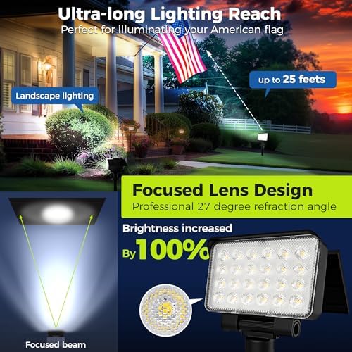 Solar Spot Lights Outdoor Waterproof, 1 Packs, Cool White