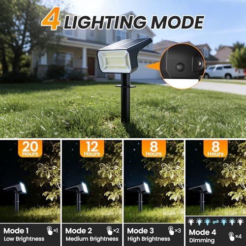 Fabrito Upgraded Solar Spot Lights Outdoor IP67 Waterproof 4 Pack