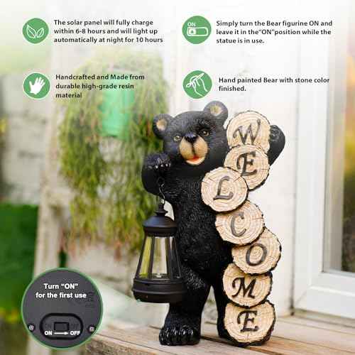Solar Bear for Garden Decor: Weatherproof Resin Statues