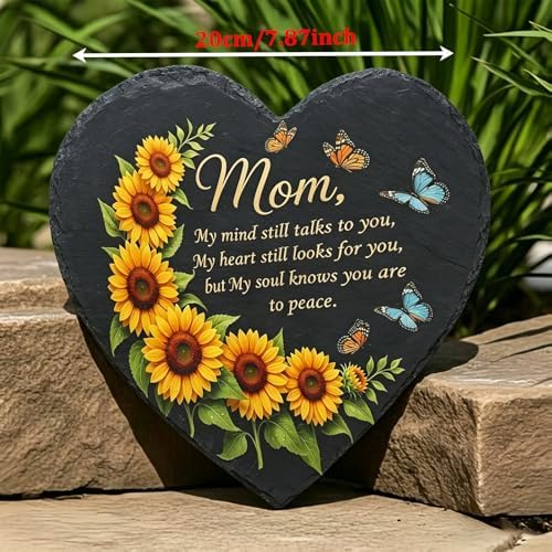 Sympathy Gifts for Loss of Loved One with Bracket, Memorial Garden Stones in Memory of Mom Gifts, Condolence Bereavement Gift for Garden Outside, or Home Decor 7.87inch