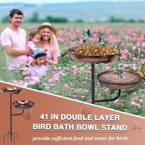 ZMCYNG Metal Bird Bath for Outside, 41in Standing Bird Bath Feeder Bowl