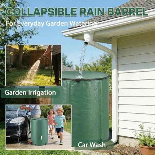 100 Gallon Collapsible Rain Barrel,to Collect Rainwater from Gutter Downspouts, Heavy Duty PVC Rainwater Collection System, with Spigots top Mesh Cover and Overflow Valve,for Garden Lawn Irrigation
